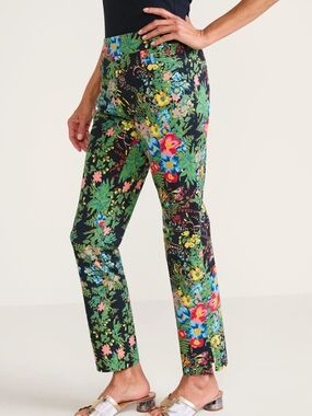 Soft Surroundings Black Floral Superla Slim Leg Capri PXL